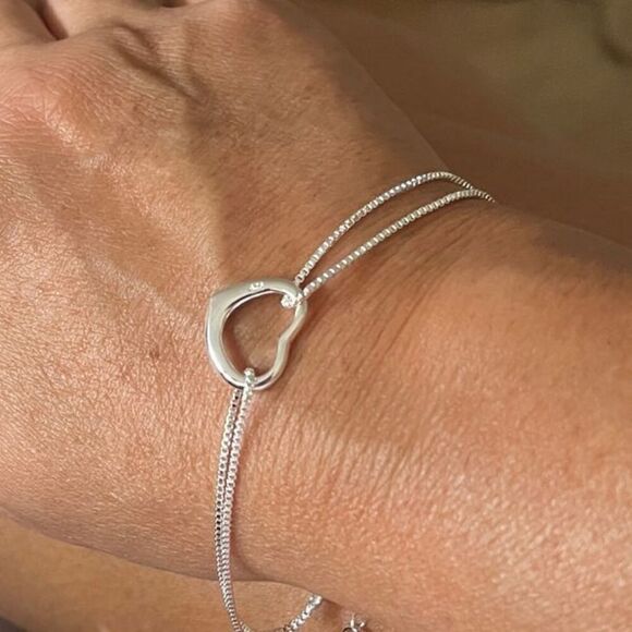 The Precious Heart double chain charm bracelet in 925 - Picture 1 of 5